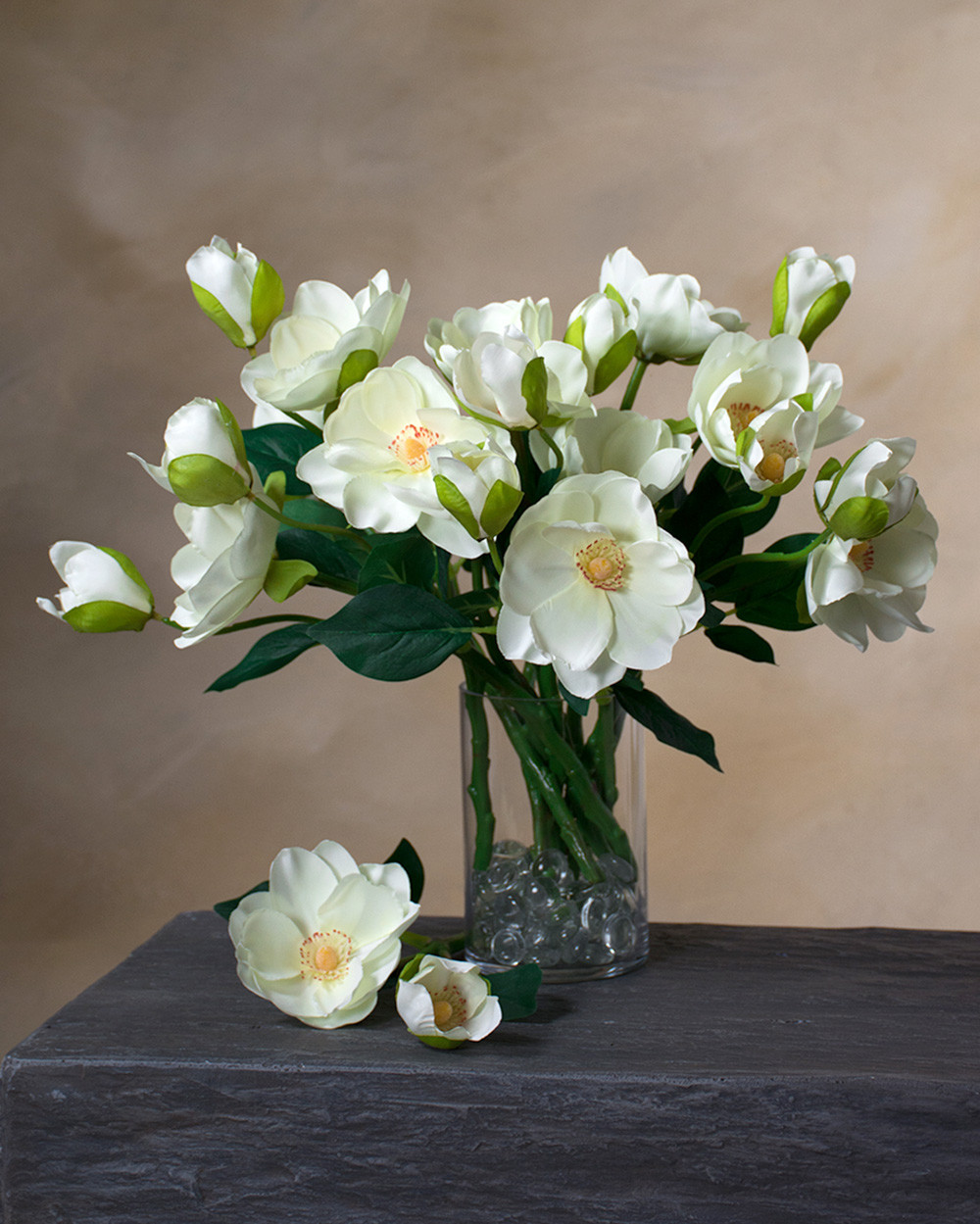 14" Faux Magnolia Flower Stem