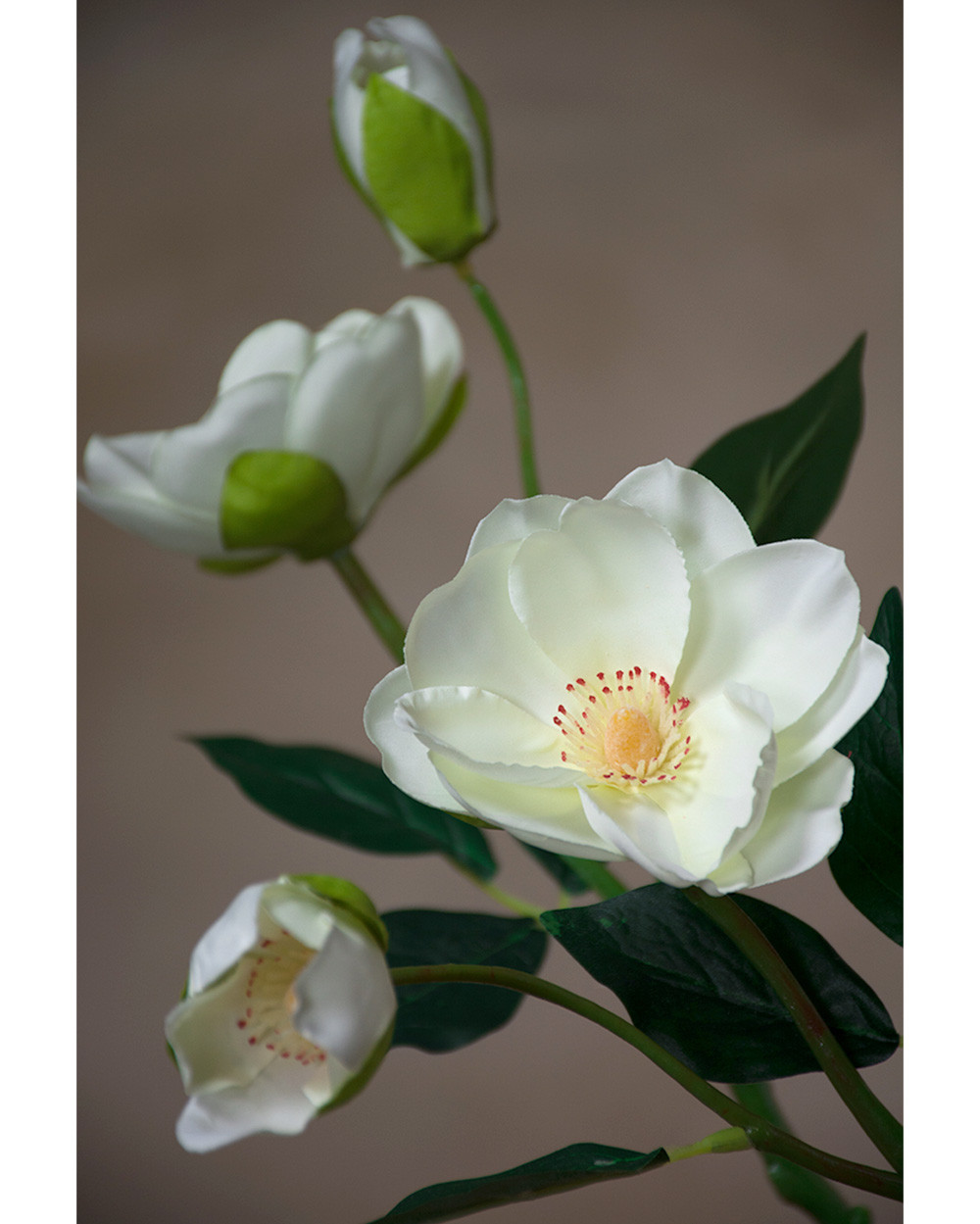14" Faux Magnolia Flower Stem