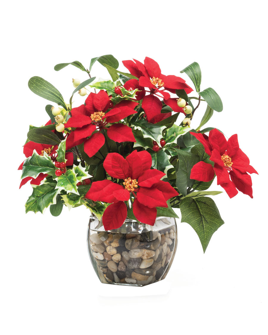 Poinsettia & Holly Silk Holiday Arrangement