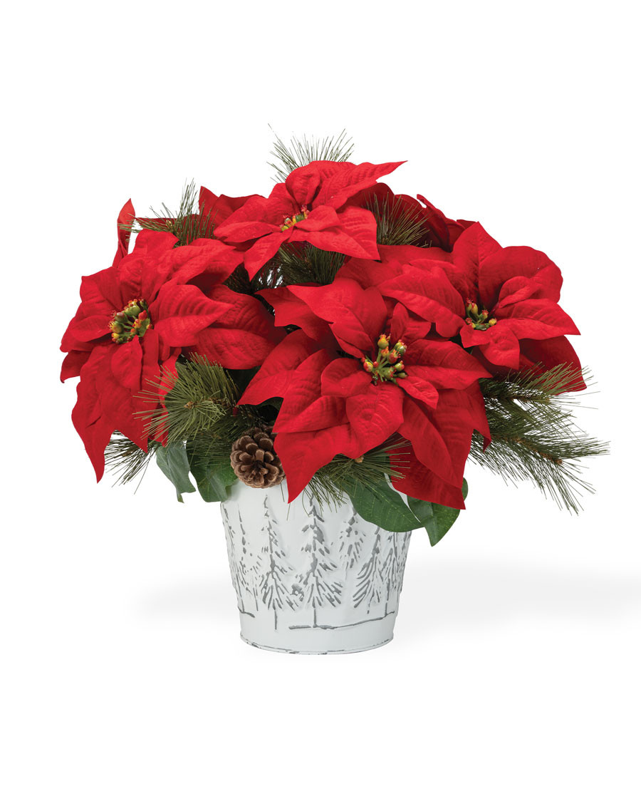 Poinsettia & Pine Artificial Holiday Centerpiece