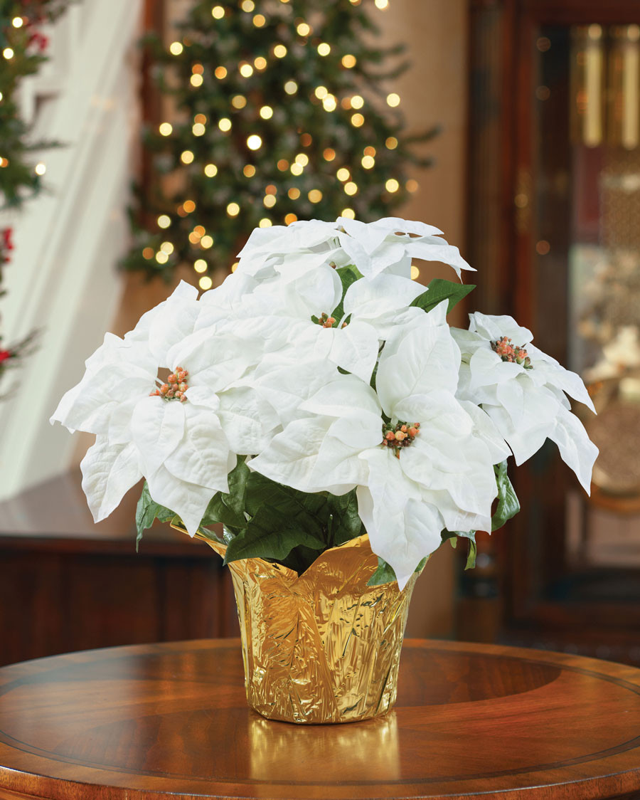 Table Top Silk Poinsettia Plant