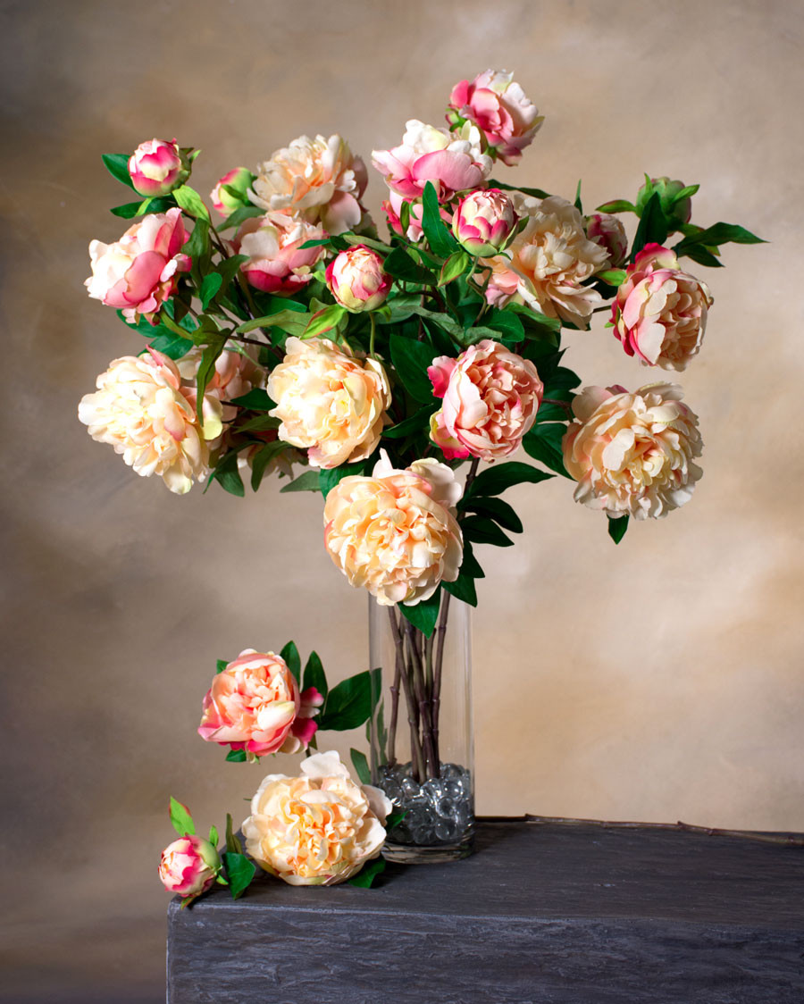29" Peony Faux Flower Stem Spray
