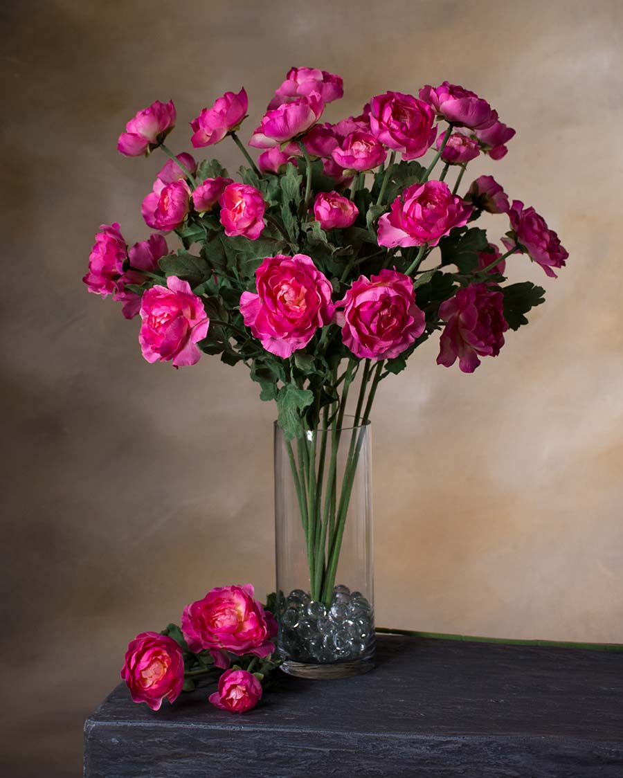 25" Fluffy Ranunculus Silk Flower Stem Spray