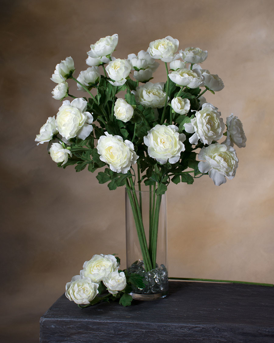25" Fluffy Ranunculus Silk Flower Stem Spray