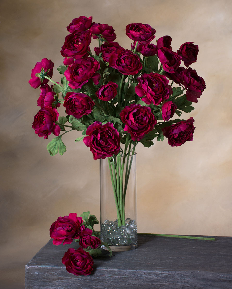 25" Fluffy Ranunculus Silk Flower Stem Spray