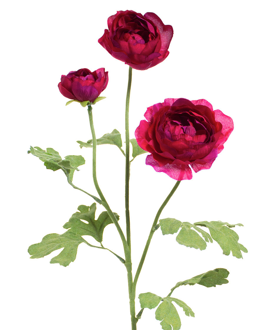 25" Fluffy Ranunculus Silk Flower Stem Spray